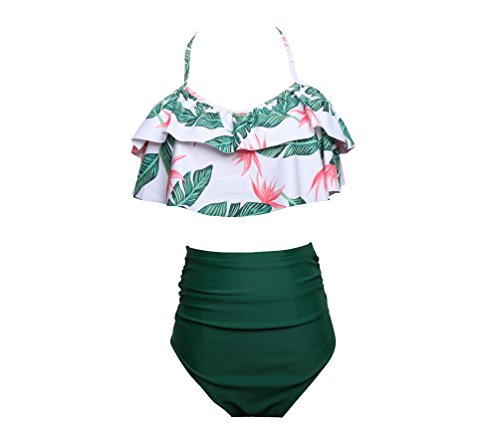 DEARAIMILI Femmes Maillot de Bain Impression Taille Hhaute Lotus Feuille Tankinis Cover