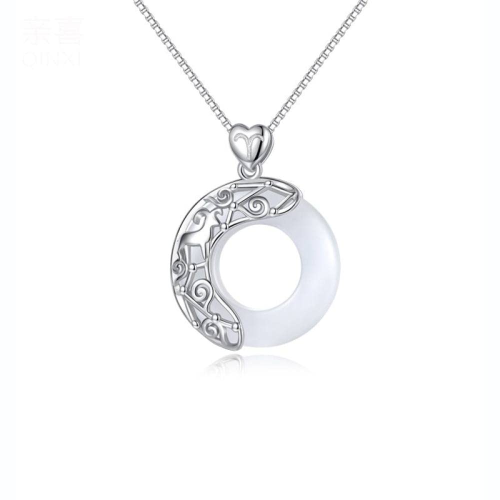 Feng Shui， Halskette aus Sterlingsilber, Sternzeichen für Frauen, Elegante Damen, natürlicher Jade-Kreis, chinesische Harmonie-Schnalle, Anhänger, Schmuck, Mädchen-Geburtstagsgeschenk