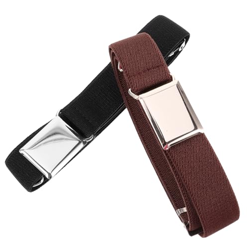 BESTYASH 2pcs Boys and Girls Elastic Waist Belts Adjustable Boys/girls Stretchy Belt for Dress Pants Jeans