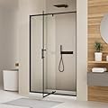 44-48" W x 71" H Pivot Shower Door,Pivot Semi-Frameless Swing Glass Shower Door with 1/4"(6mm) Clear SGCC Tempered Glass,Magnetic Closing,Matte Black