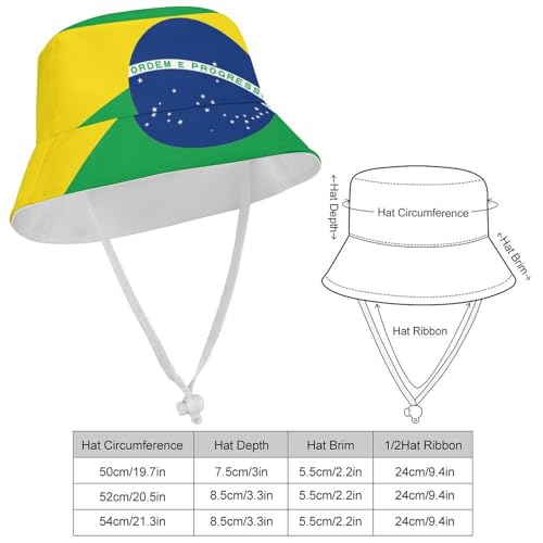 Brazil FlagChildren's Bucket Hat for Boys and Girls, Breathable Summer Beach Hat54cm2