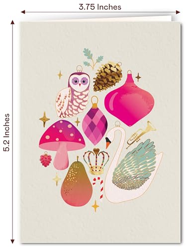 Image of Elena Essex Blank Note Card 12 Pack /Cards and Envelopes / 3.75 x 5.2 Inch Greeting Cards Cards for All Occasions /Christmas Design Blank Notecards / 300 Gsm Gold Foil Embossed Blank Cards
