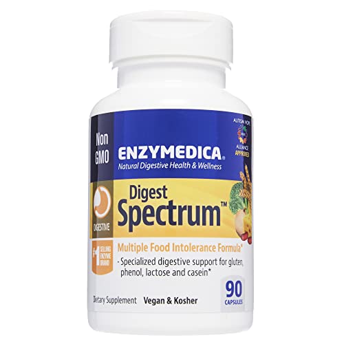 Enzymedica Digest Spectrum, Enzymes for Multiple Food Intolerances, Breaks Down Problem Foods, 90 Capsules (FFP)