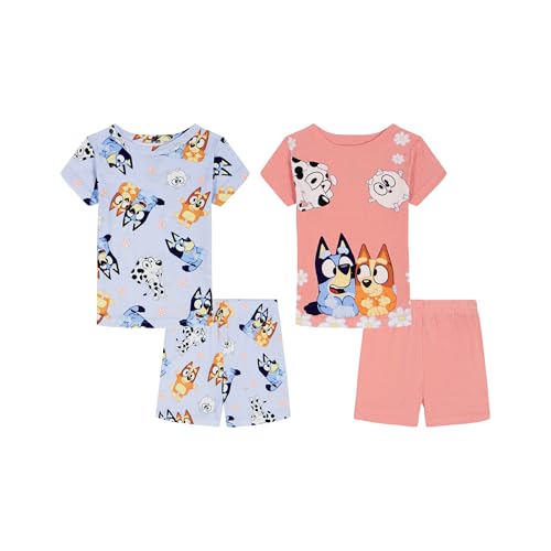 Bluey Girls 4-Piece Snug-fit Cotton Pajama Set Soft & Cute for Kids HOORAY FOR FRIENDS 2T