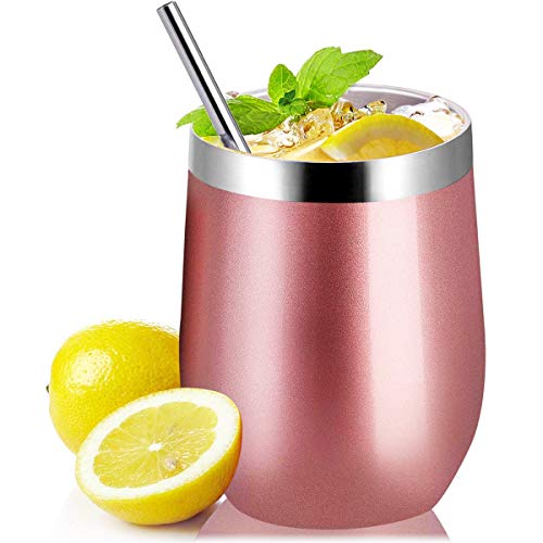 image for Zonegrace 4 pack 12 oz Stainless Steel Stemless Wine Glass Tumbler Dou