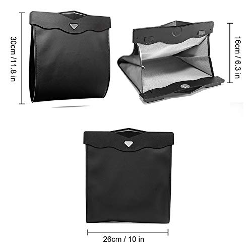 Image of Car Trash Bin w /50pcs Trash Bag Smart LED Luxury Leather Garbage Can Folding Garbage Bin Waterproof Car Rubbish Bag Car Interior Garbage Can Office Toilet Trash Bin for Universal Vehicle-LARGE