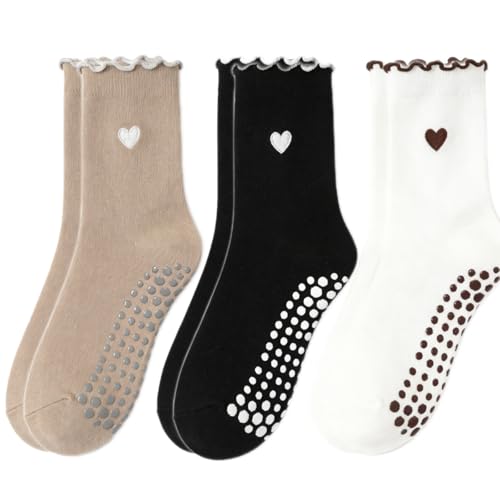 Image of Grip Socks Pilates,Cute Pilates Socks for Women, Ruffle Grippy Sock for Yoga Barre Hospital