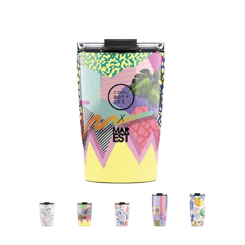 Cool Bottles - Termo Café, Vaso Térmico de Acero Inoxidable, Taza de Café - Bebidas Frías 10 horas y Calientes 5 horas - Tapa Hermética, Libre de BPA - Mediterranean, 330 ml
