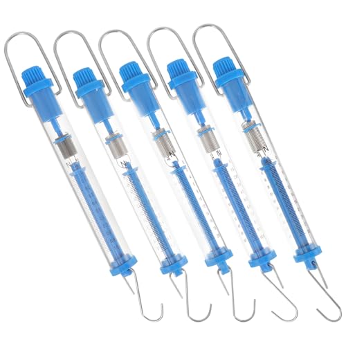 SEWACC 5pcs Transparent Newton Force Spring Scales with Hanging Tube Design Rust-Resistant Spring Balance for Physics Teaching Aids and Experiments in Classroom Laboratory