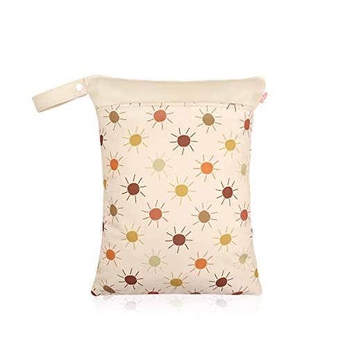 Image of GOGOSO Baby Cloth Diaper Wet Dry Bags Waterproof Reusable Baby Diaper Bag with Two Zippered Pockets, Cloth Diaper Accessories for Summer Travel Beach