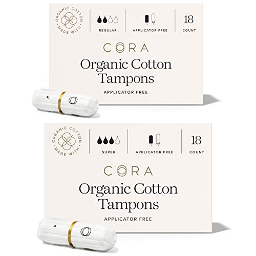 Cora Organic Cotton Non-Applicator Tampons; Chlorine & Toxin Free - Variety Pack