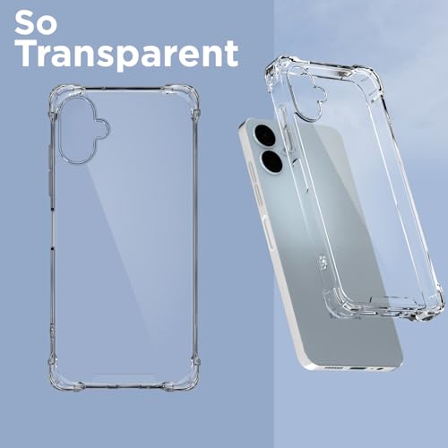 Image of Amazon Basics Back Cover for Samsung Galaxy S25 FE 5G PC + TPU Clear Transparent Raised Edges Shockproof Protective Phone Bumper Case(Transparent)