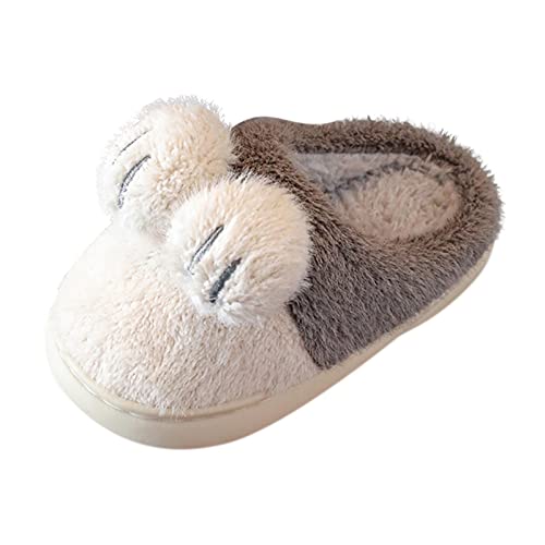 Generisch Pantuflas de algodón para niños y niñas con espuma viscoelástica cómodas para el dormitorio, zapatillas de estar por casa para el invierno, cálidas, gris, 25 EU