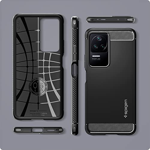 Image of Spigen Rugged Armor | Compatible with Xiaomi Poco F4 /Redmi K40S Back Cover Case [Flexible] [Air Cushion Protection] | TPU - Matte Black