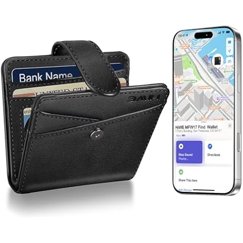 Slim Wallet for Women, Wallet Women with Smart Tracker Works with Apple Find My, RFID Blocking Bifold Credit Card Holder Genuine Leather Small Wallet for Women with ID Window, 8 Cards Holder, Black Cover