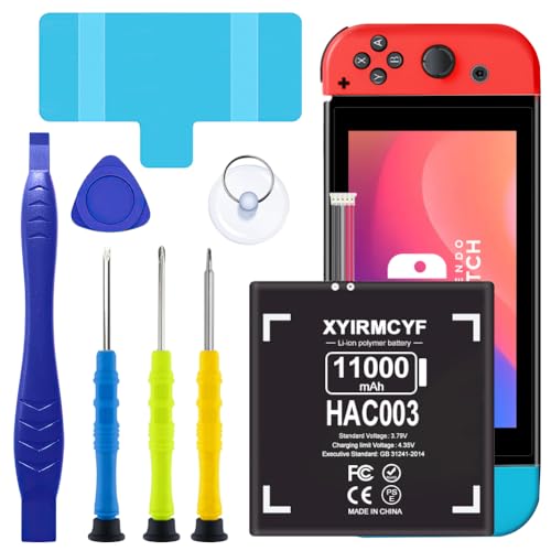 11000mAh HAC-003 Battery, (2025 New Upgrade) Super Capacity Battery for Nintendo Switch 2017 Game Console HAC-001 Internal with Repair Kits