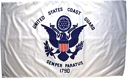 3x5 Coast Guard Flag - USCG Military Flag 100% Polyester Fabric With Two Brass Grommets