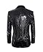 Cacycasa Men's Daily wear Wedding Prom Party Sequined Tuxedo Suit Jacket Blazers(Black，Small