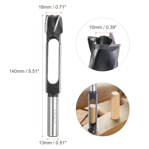 Image of HARFINGTON Wood Tenon Dowel Plug Cutter 10mm Metric Tenon Dowel Cutting Tools Drill Bit High Speed Steel Wood Plug Dowel Cutter with Round Shank for Woodworking Furniture Making