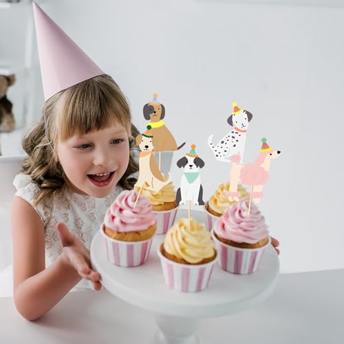 Colorich 36 Stück Hunde muffin deko, Hundegeburtstag Cupcake Topper, Tortendeko Tiere für Hunde Welpen Motto Party, Kindergeburtstag, Babyparty, Partyzubehör