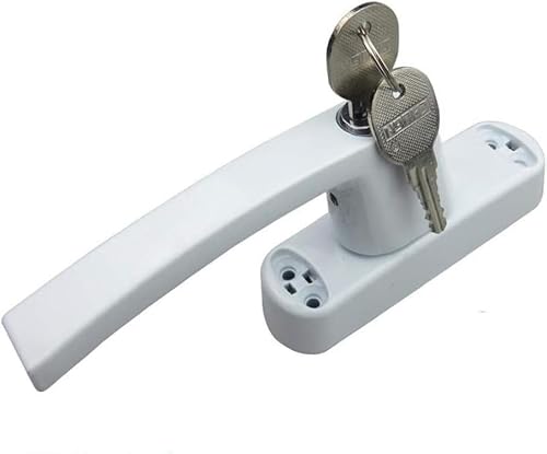 EQQHJL Window Handle Window Locks ， Window Door Handle Aluminum Spiral with Key Linkage Lock(Bianco,The Length of the Fork is 27 mm)