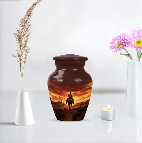 Image of Cowboy Urn - Small Urn for Human Ashes Keepsake - Urns for Ash Adult Male - Mini Urns for Human Ashes - Cremation Keepsakes for Ashes for Women - Size 3 Inch, Pack of 4