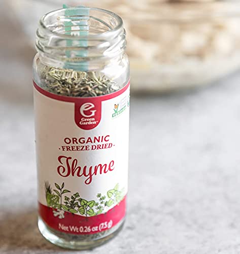 Green Garden Freeze-Dried Organic Thyme - Freeze Dried Organic Thyme Leaves And Thyme Sticks, Thyme Seasoning, Freeze Dried Leaf Thyme Fresh, Gluten Free, Usda Organic, Vegan - 0.26 Oz #TOP6