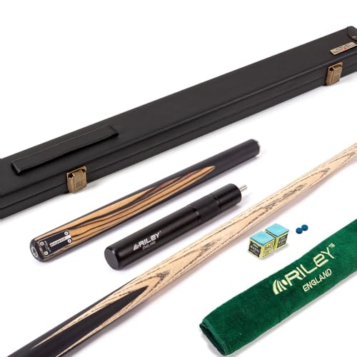 Riley Elegance ¾ Cut Snooker/Pool with Deluxe Hard Case - 145cm with Telescopic Extension (White Ebony)