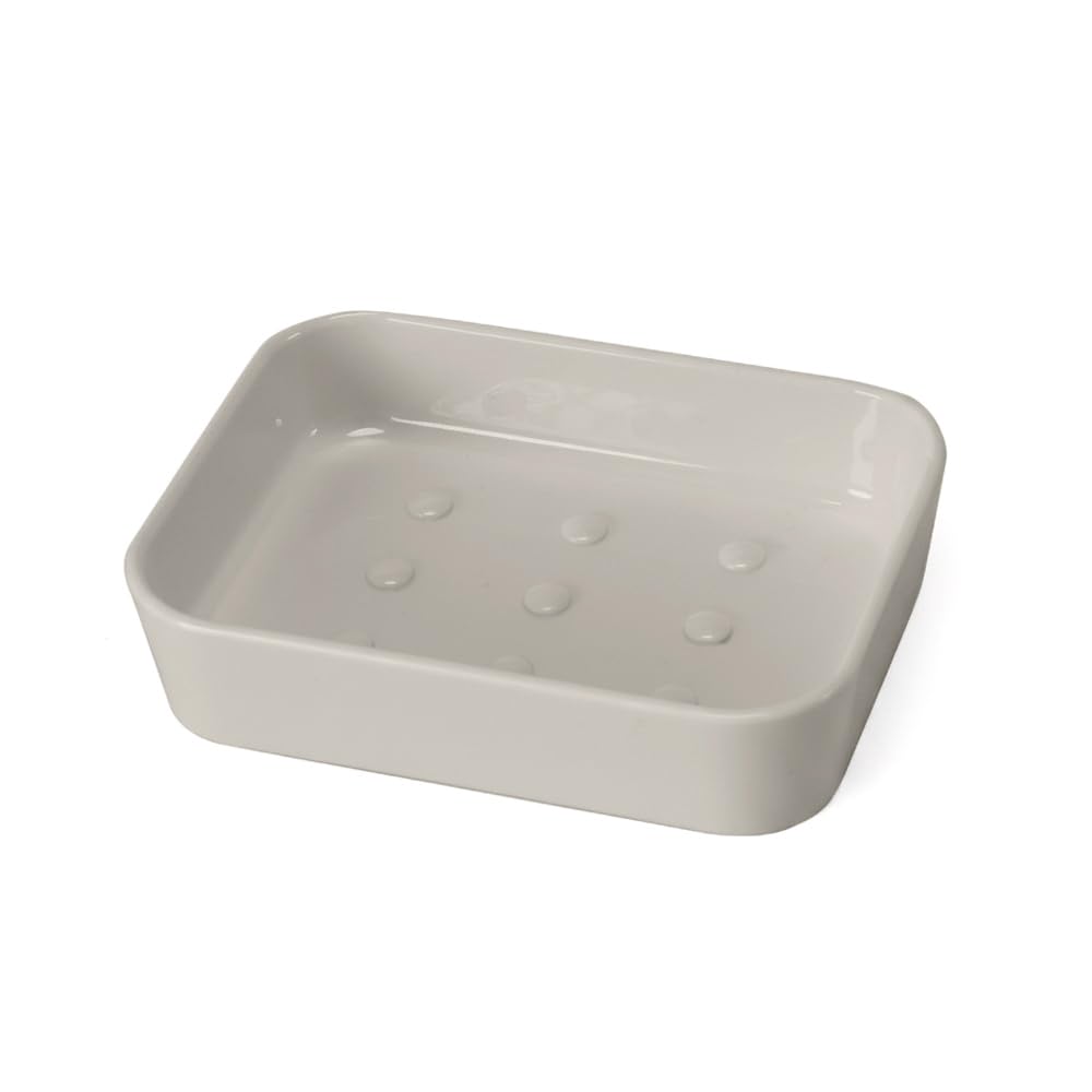Set Accessori Bagno 4 Pezzi Beige E Cromo – Dispenser Sapone, Portaspazzolini, Portasapone E Porta scopino WC In Plastica – Linea Star
