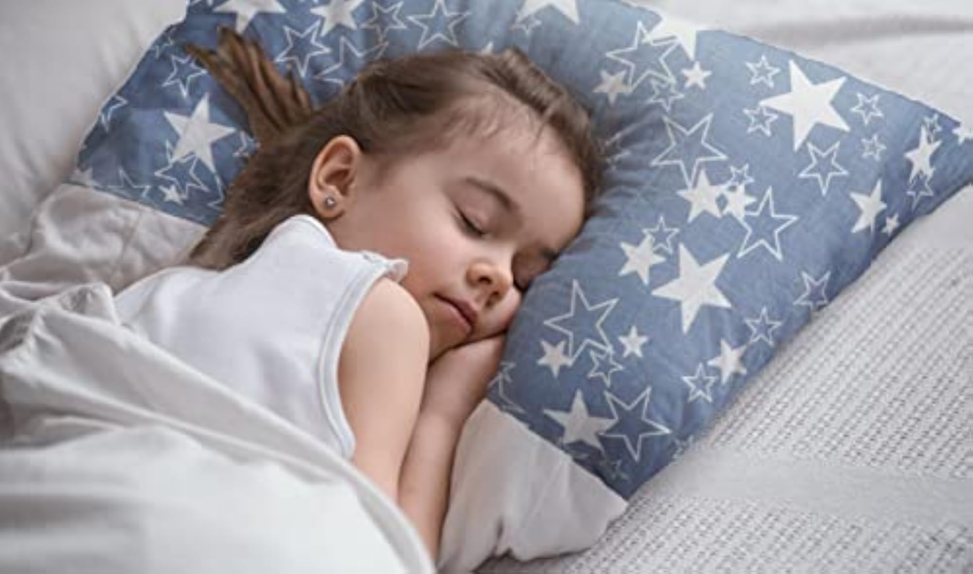 Toddler Pillow with 100% Cotton Removable Cover - Grey Star