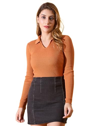 Image of 98 Degree North Women Ribbed Collar Neck Pullover-G1164-BLUEMELANGE