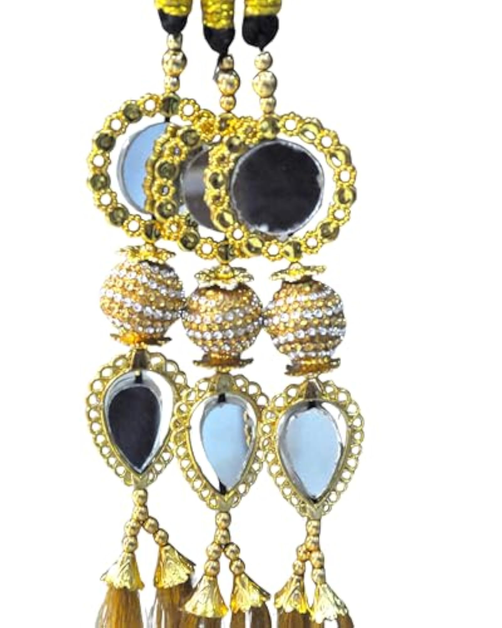 Traditional Hair Paranda with Decorative Gold-Toned Mirror Work