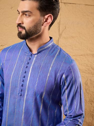 Image of Men's Embroidered Solid Calf Length Kurtas | Men | Kurtas for Mens | Straight Fit Kurta for Men's