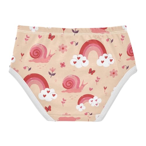 Wusikd Snails Rainbows Girls' Underwear Cotton Flowers Hearts Girls Briefs Soft Toddler Underwear 5T2