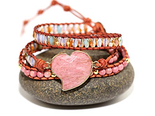 Image of Boho Stone Wrap Bracelet for Women,Turquoise Beaded Bracelet Jewelry Gift