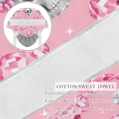 Image of 2 PCS Bouffant Cap with Button Ponytail Pouch Working Cap Sweatband Adjustable Surgical Cap Black and White Cow
