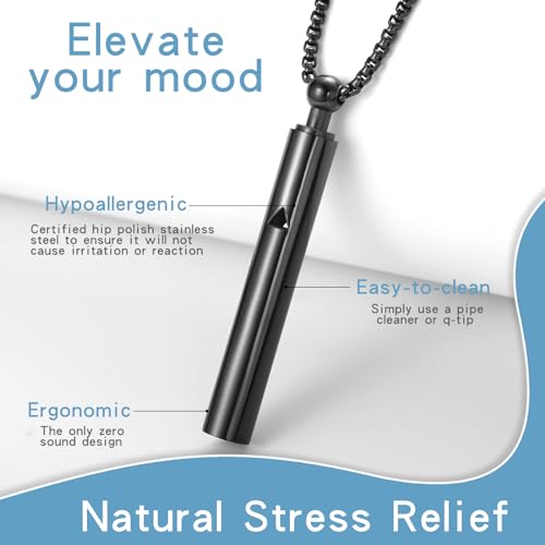 Anxiety Breathe Easy Necklace Mindfulness Breathing Necklace Breathlace Stainless Steel Pendant for Natural Calm & Stress Relief3