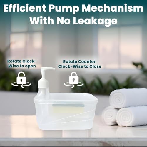 Image of Zuku Liquid Soap Dispenser for Kitchen Dishwash Liquid Soap Dispenser for Kitchen Sink Dish Washer Box Dispenser Liquid with Free Sponge(Transparent)