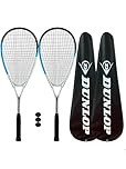 Dunlop Hyper Lite Nano Squash Racket Twin Pack, inc Full Protective Covers & 3 Squash Balls