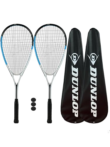 Dunlop Hyper Lite Pro - Raqueta de squash (2 unidades, incluye fundas protectoras completas y 3 pelotas de squash)