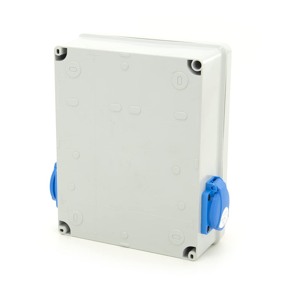 ELS Elektrotechnika Separatore di corrente, distributore a parete, alloggiamento vuoto interno, Schuko 2 x 230 V e 1 CEE 16 A e CEE 32 A, cablato, IP44, armadio elettrico per assemblare dispositivi