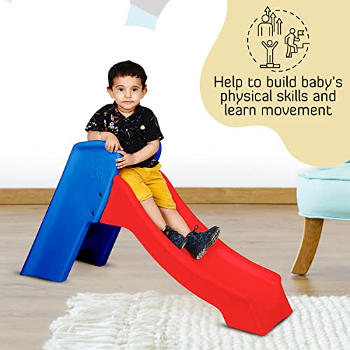 Image of OK Play Slide Ladder, Kids & Babies Slide | Home, Garden & School Plastic Toy | Indoor & Outdoor Slider for Children, Improves Physical & Balancing Skill | for 1+ Years (Red /Blue)