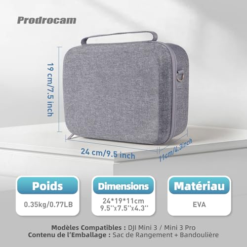 Housse accessoires pour DJI Mini 3 et pack Fly More Combo étui rigide de transport - 4