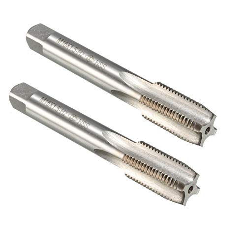 uxcell Metric Machine Thread Tap M16 x 1.5 H2 High Speed Steel Straight Flutes Screw Tapping Threading Machinist Repair DIY Tool 2pcs