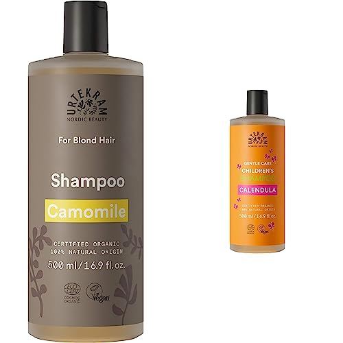 Urtekram Champú de Manzanilla BIO, cabello rubio, 1 x 500 ml (U83744) & Champú de Caléndula para Niños - 500 ml