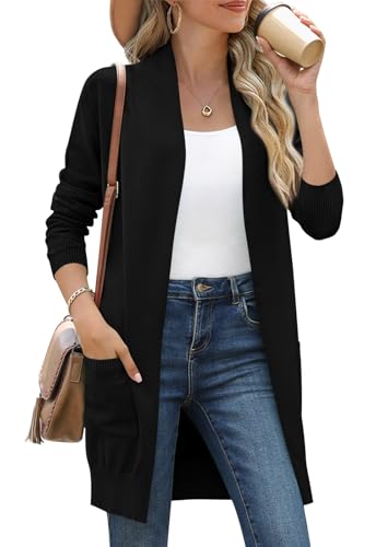 Image of Anymiss Womens Oversized Long Sweater Cardigan with Pockets - Long Sleeve Knit Kimono S-3X