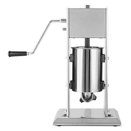 BuoQua 10 Liter Wurstfüllmaschine Manuell Gewerbe Wurstfüller mit Fülltrichter Edelstahl Wurstspritze für Salami…