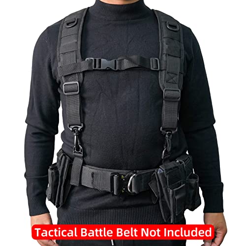 Image of MELOTOUGH Tactical Suspenders for Duty Belt,Breathable Padded Adj H-Harness w /YKK Hooks,Heavy Duty Police Law Enforcement