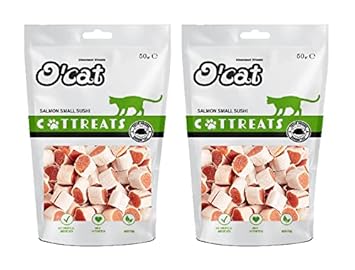 O'Cat Salmon Small Sushi 50 GMS ( Pack of 2 ) Treats for Cats & Kitten | Dental & Training Cat Treats.