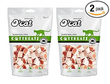 OCat Salmon Small Sushi 50 GMS ( Pack of 2 ) Treats for Cats & Kitten | Dental & Training Cat Treats.